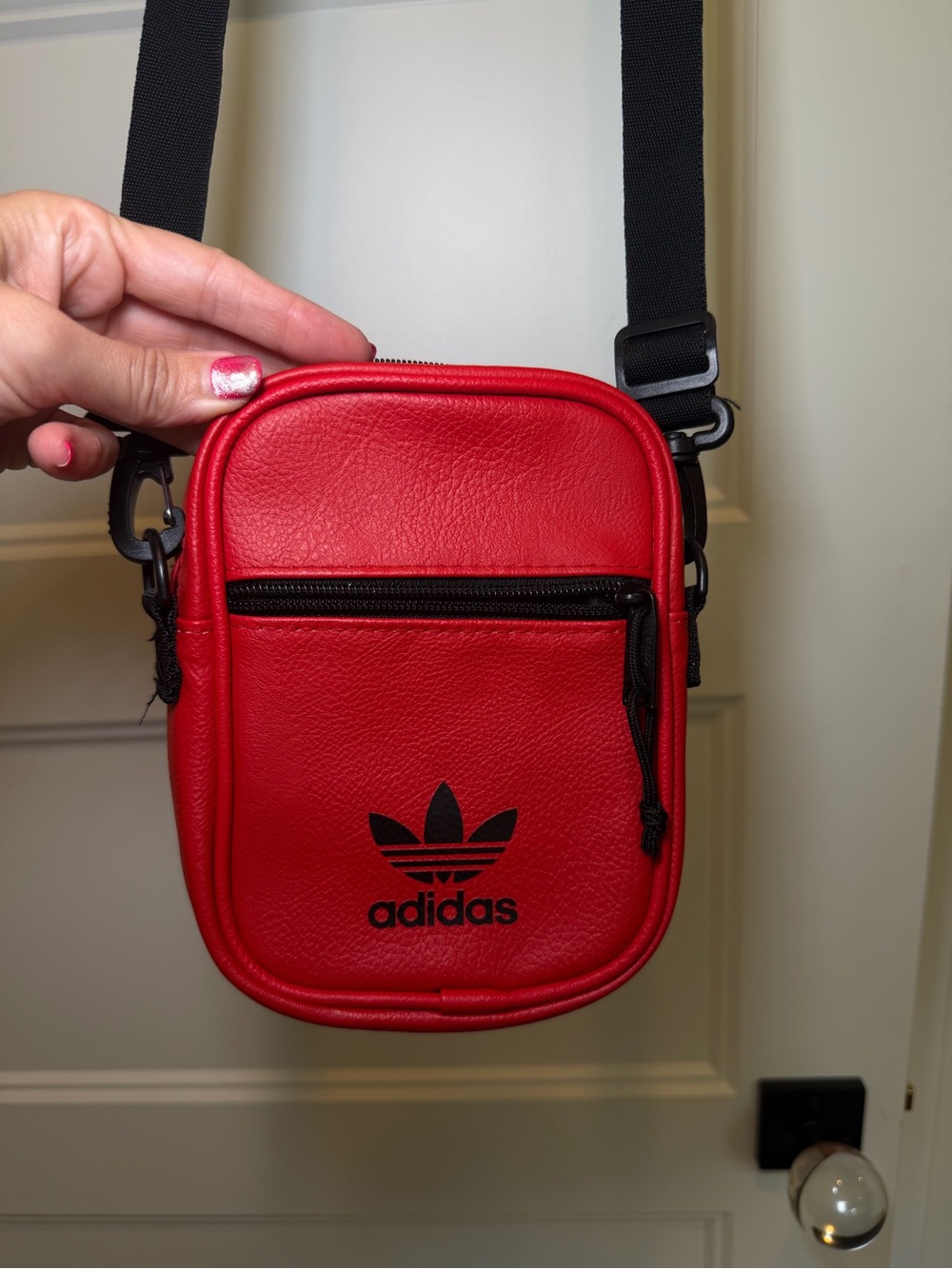 adidas Red Trefoil Mini Crossbody Bag with Black Strap